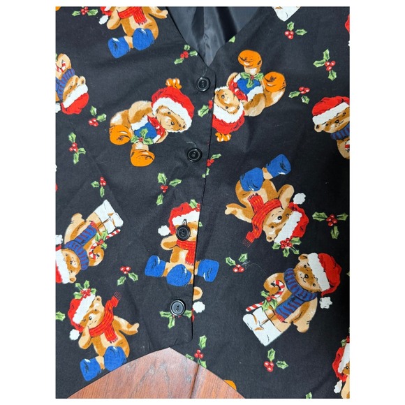 NWT NutCracker Womens 24 L/XL Holiday Teddy Bear Christmas Vest Novelty All Over - Picture 3 of 7